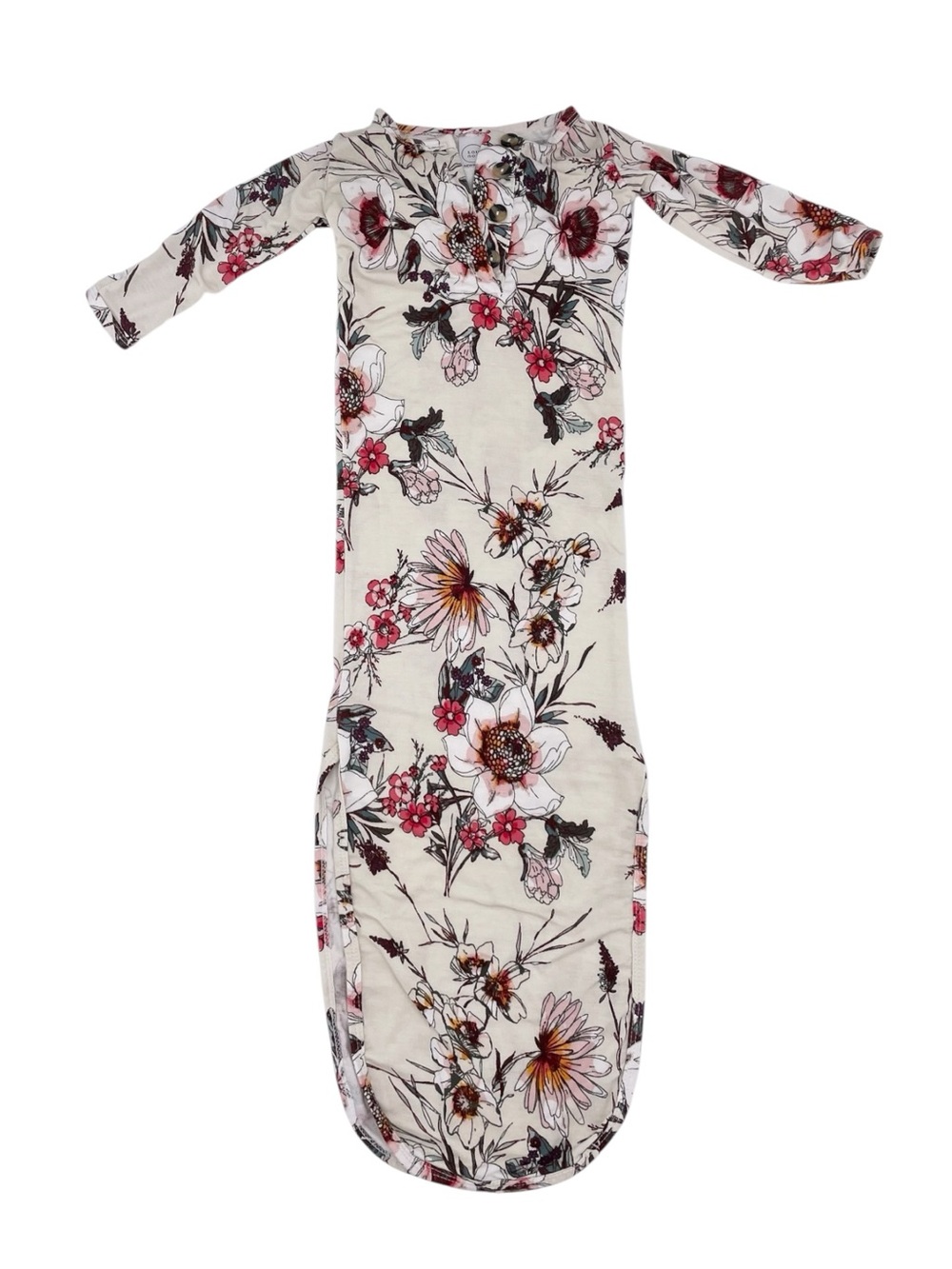 Lou Lou & Company Knotted Gown Arden Floral Print Newborn Baby Girl Rayon
